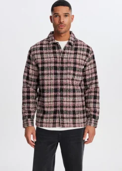 The Sting Bouclé overshirt met ruiten<Heren Overshirts