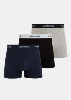 The Sting Boxer 3-pack blauw grijs<Heren Ondergoed