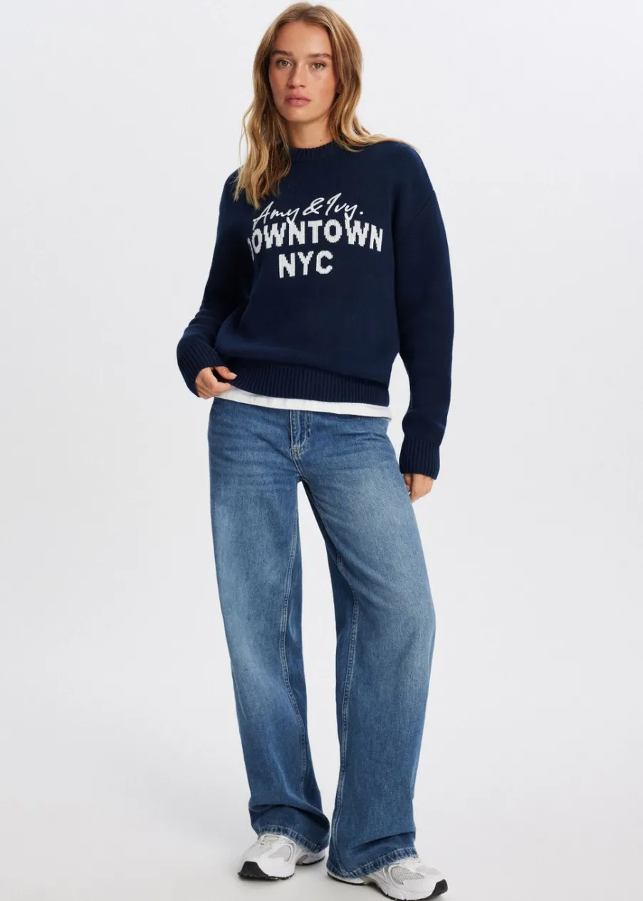 The Sting Gebreide trui met tekst design<DAMES Truien En Vesten