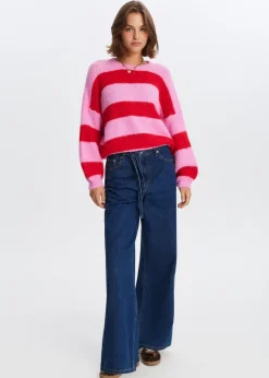 The Sting Gestreepte harige trui<DAMES Truien En Vesten