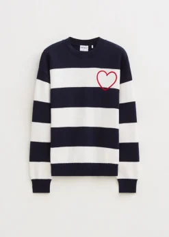 The Sting Gestreepte trui met geborduurd hartje<DAMES Truien En Vesten
