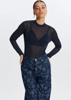 The Sting Glitter mesh body<DAMES Tops