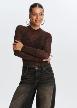 The Sting Glitter mesh body<DAMES Tops