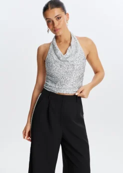 The Sting Halter top met pailletten<DAMES Tops