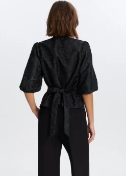 The Sting Jacquard top met strik<DAMES Tops