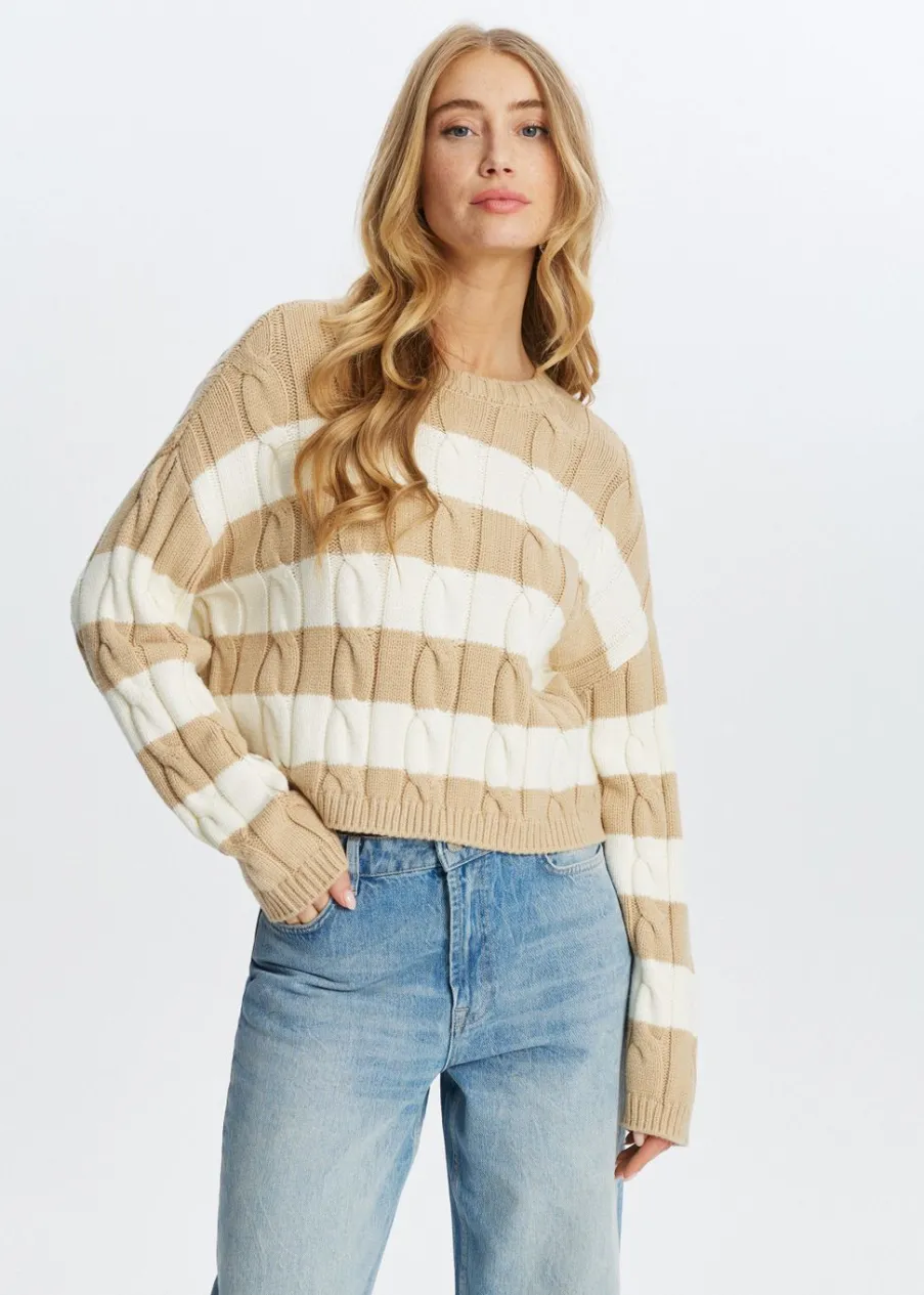 The Sting Kabeltrui met strepen<DAMES Truien En Vesten