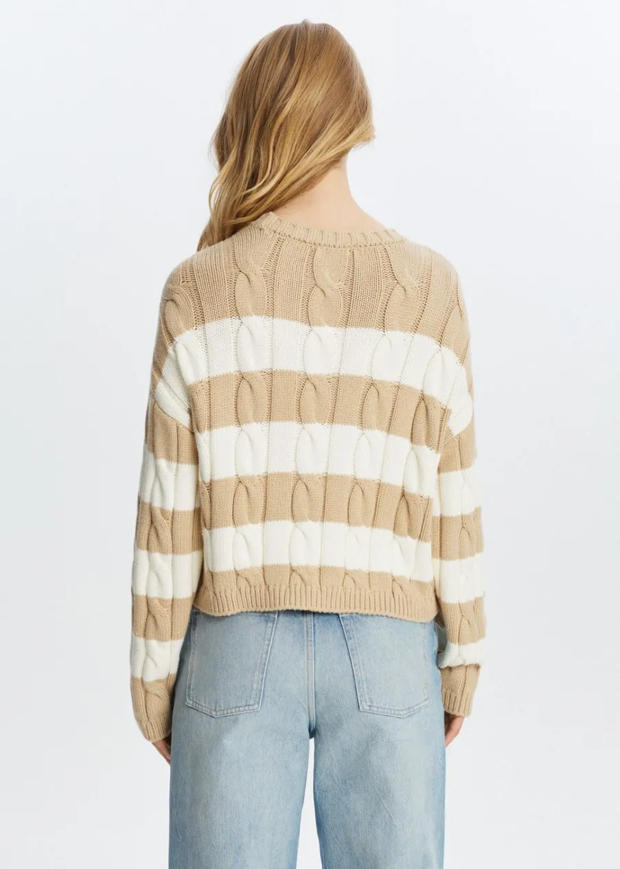 The Sting Kabeltrui met strepen<DAMES Truien En Vesten