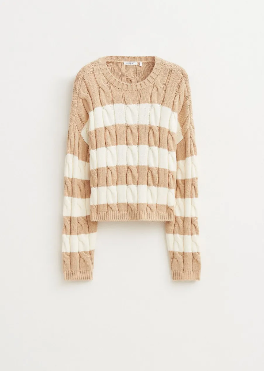 The Sting Kabeltrui met strepen<DAMES Truien En Vesten