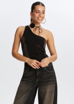 The Sting One shoulder glitter top<DAMES Tops