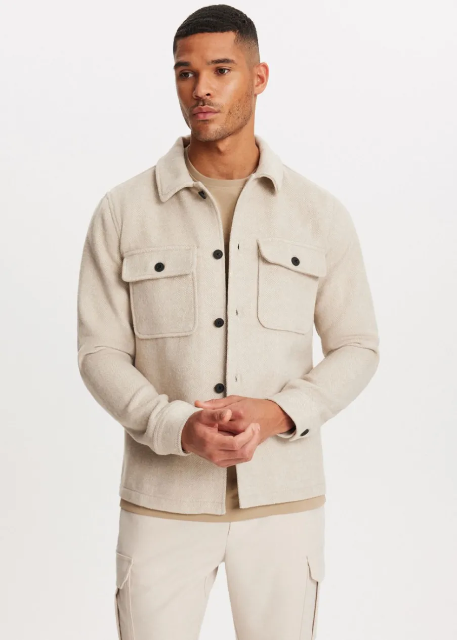 The Sting Overshirt met visgraatdetail<Heren Overshirts