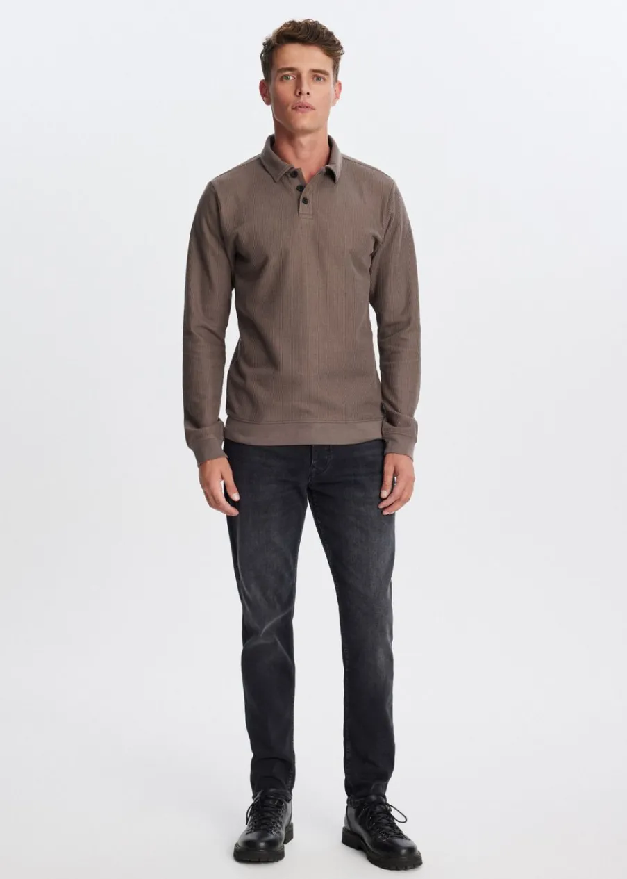 The Sting Polo met rib structuur<Heren Polo's|T-Shirts