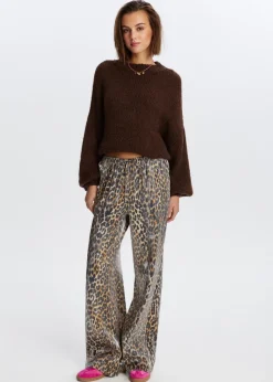 The Sting Satijnen leopard broek<DAMES Broeken