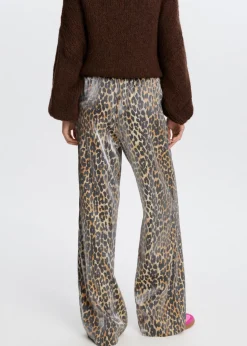 The Sting Satijnen leopard broek<DAMES Broeken