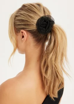The Sting Scrunchie met organza bloem<DAMES Haaraccessoires