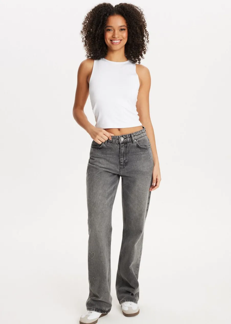 The Sting Straight leg jeans met hartjes<DAMES Basics|Jeans