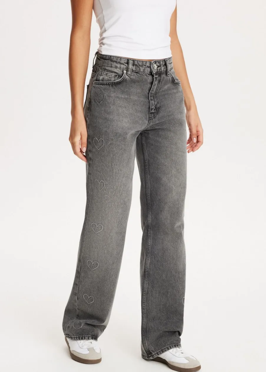 The Sting Straight leg jeans met hartjes<DAMES Basics|Jeans