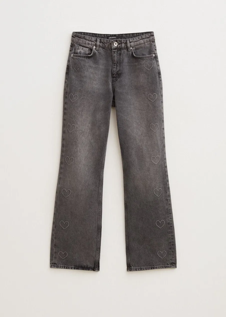 The Sting Straight leg jeans met hartjes<DAMES Basics|Jeans