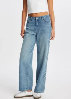 The Sting Straight leg jeans met sterren<DAMES Jeans