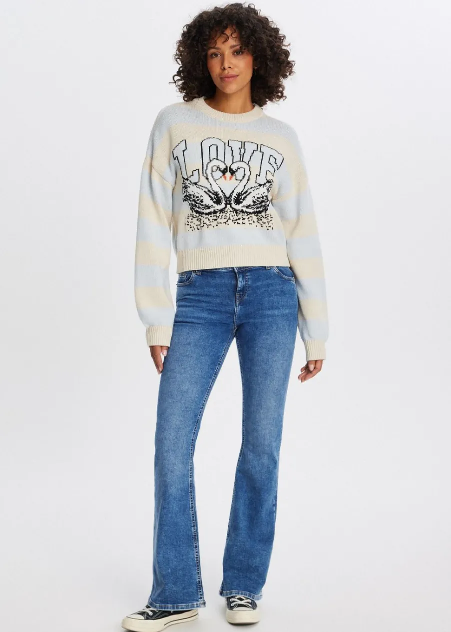 The Sting Trui met zwanenprint<DAMES Truien En Vesten