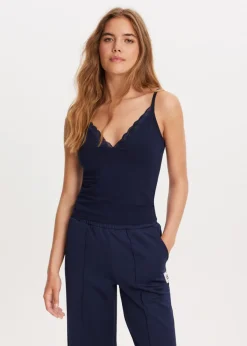 The Sting V-hals singlet met kant<DAMES Basics|Singlets