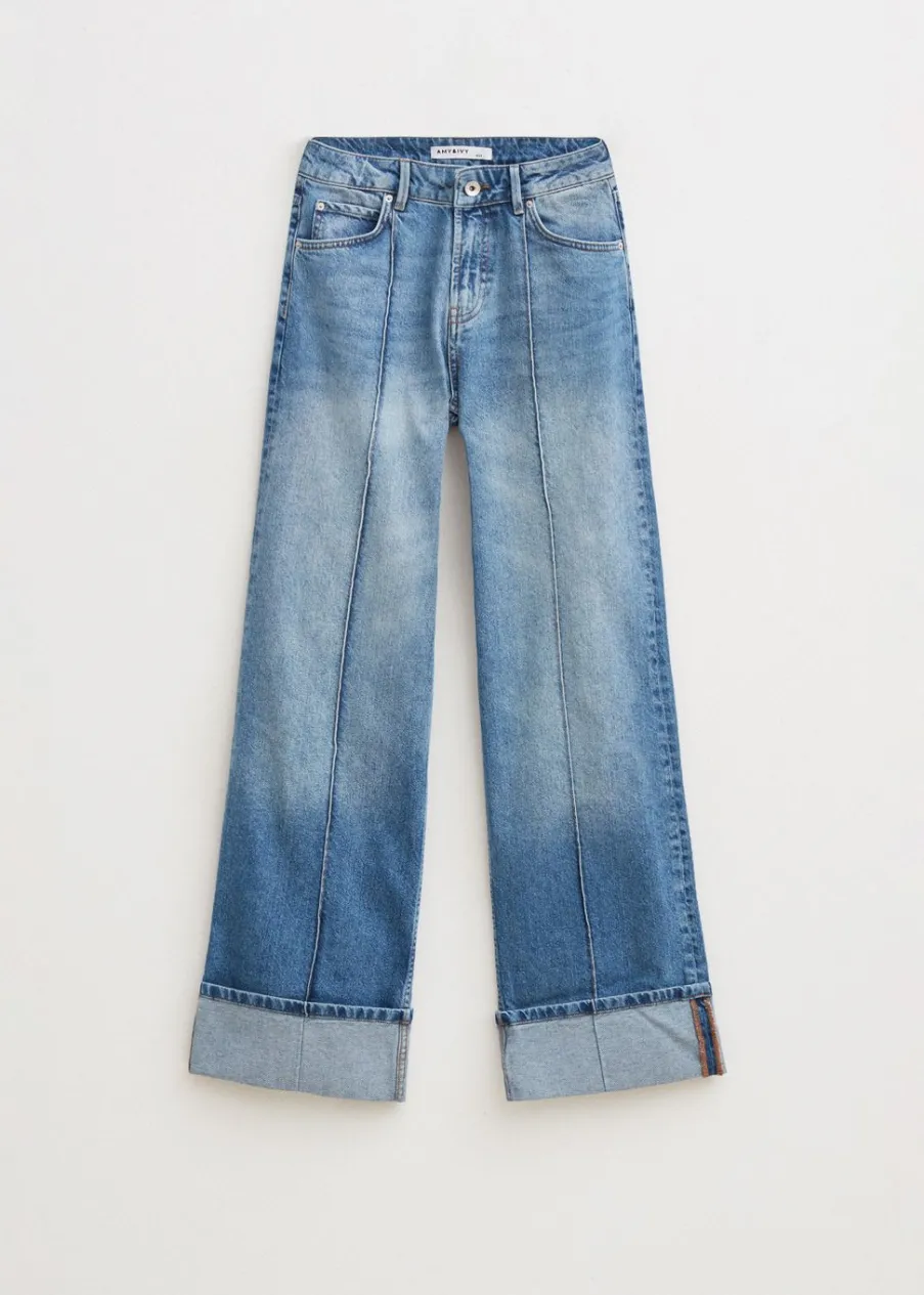 The Sting Wijde pintuck jeans<DAMES Jeans